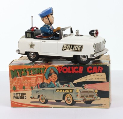 Nomura T.N (Japanese) Tinplate Battery Operated Mystery Police Car,