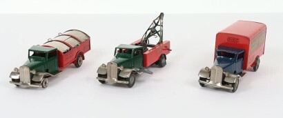 Three Post-War Tri-ang Minic Tinplate Commercial Vehicles