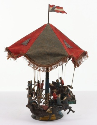 Gunthermann hand painted tinplate Carousel, German 1890s,