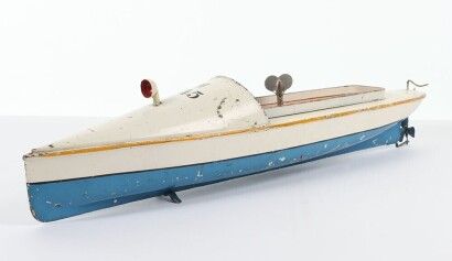 A large Bing tinplate clockwork Speedboat 145, German 1920s,
