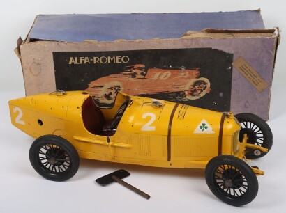Scarce boxed CIJ (Compagnie Industrielle Du Jouet) Alfa Romeo P2 Clockwork Racing Car, French circa 1926,