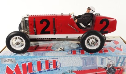 A Gilbow tinplate and diecast clockwork Miller Racing car,