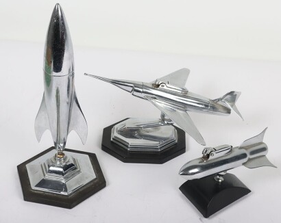 A 1950s Gala-Sonic chrome Fighter Jet table lighter