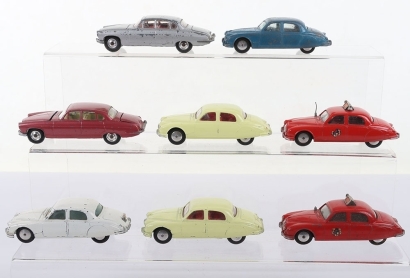 Eight Vintage Unboxed Corgi Toys Jaguar Models
