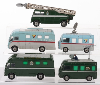 Five Vintage Dinky Toys Television Vans
