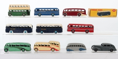 Nine Vintage Dinky Toys Buses/Coaches