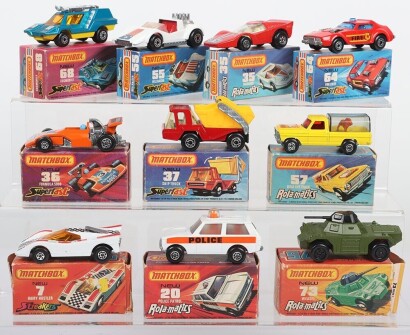 Ten Vintage Boxed Matchbox Superfast Models