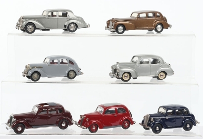 Six White Metal Model Cars 1/43 scale