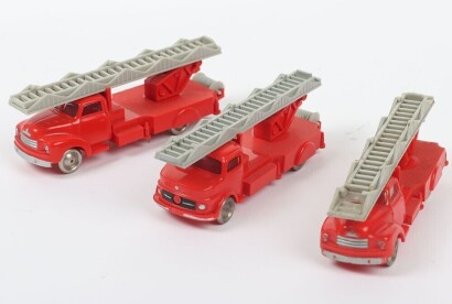 Two Lego 1/87 scale Bedford Fire Engine model