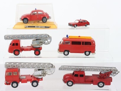 Six Western Germany Diecast Fire Engine Models
