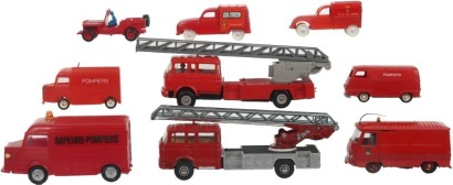 A Quantity of Intersting Diecast and Plastic French Fire Engine Models