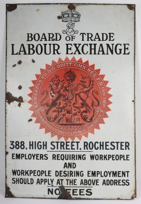 An Edward VII Board of Trade Labour Exchange Enamel Sign