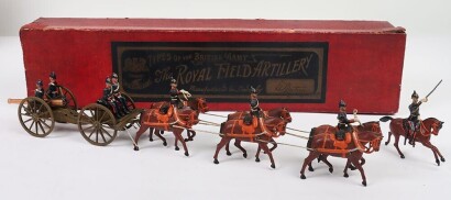 Britains boxed set 144, Royal Field Artillery Gun team review Order, first version 1906,