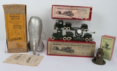 Britains boxed Mechanical Trucks and Airforce equipment, 1938,