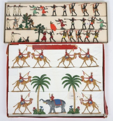 Georg Spenkuch boxed set of semi flat 45mm lead Indian Camel Corps, German 1920s,