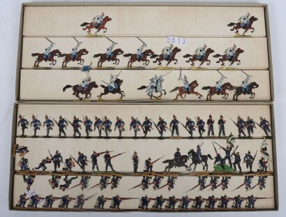 German made fourteen boxed sets of flat lead painted Prussian and German Army figures,