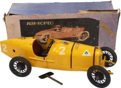 Scarce boxed CIJ (Compagnie Industrielle Du Jouet) Alfa Romeo P2 Clockwork Racing Car, French circa 1926,