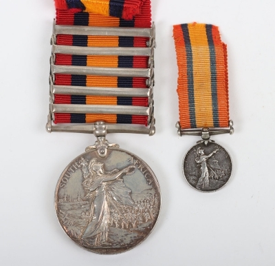 Boer War Queens South Africa Medal to the Royal Lancaster Regiment, with 5 clasps, Cape Colony, Orange Free State, Transvaal, Wittebergen and south Africa 1901, impressed naming, &ldquo;4715 PTE E. PLATT, RL: LANC: REGT&rdquo;, unofficial rivets to the last 3 clasps. - 3