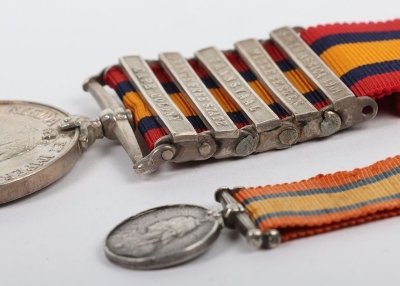 Boer War Queens South Africa Medal to the Royal Lancaster Regiment, with 5 clasps, Cape Colony, Orange Free State, Transvaal, Wittebergen and south Africa 1901, impressed naming, &ldquo;4715 PTE E. PLATT, RL: LANC: REGT&rdquo;, unofficial rivets to the last 3 clasps. - 5