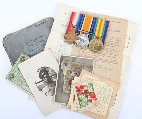 A Great War 1914-15 Star Medal Trio to a Recipient in the East Kent Regiment who was Discharged Due to Wounds and later Rejoined the Royal Army Service Corps