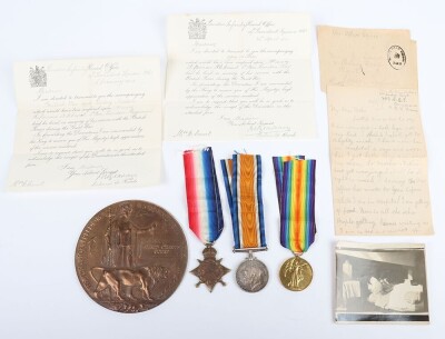 An Emotive Great War 1914-15 Star Medal Trio and Memorial Plaque and Original Documents to a Soldier in the 6th London Regiment (The City Rifles) who Died at Home in May 1917 Having had Both Legs Amputated Due to Gunshot Wounds.