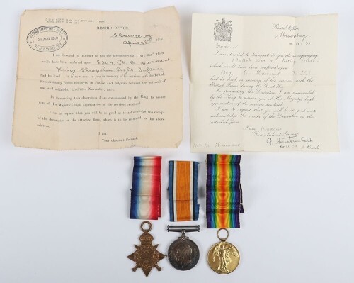WW1 Great War 'Old Contemptibles', 1914 Star Medal Trio, 1916 Somme, Killed in Action, King Shropshire Light Infantry.