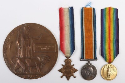 WW1 Great War Memorial Plaque & 15 Star Trio, Somme 1916, Killed in Action, 21st Manchester Regt, '6th City Pals'