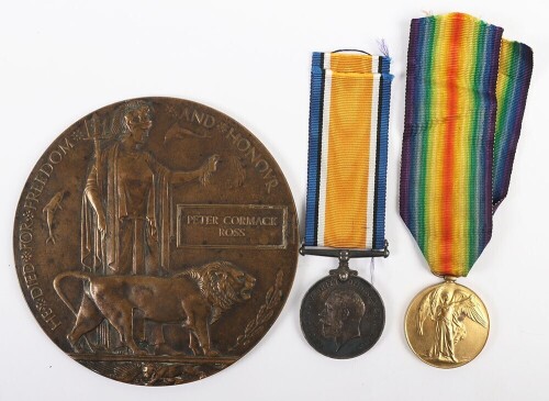 WW1 Great War Memorial Plaque and Medal Pair, 1916 Somme Killed In Action, 5th Scottish Rifles