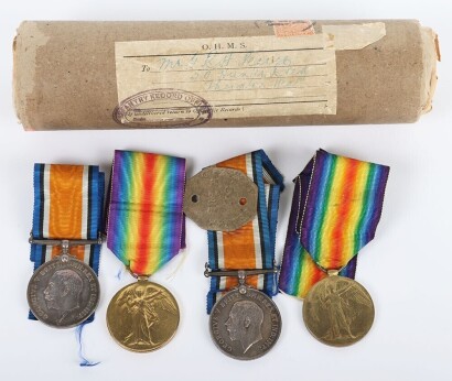 A Poignant Family Group of Medals to the 2 Pearce Brothers from Thornton Heath who Enlisted Together, 1 Being Killed in May 1918 the Other Being Discharged Unfit for Further Service Due to Wounds in April 1917