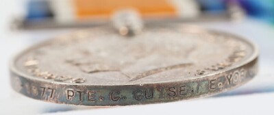 WW1, Great War Medal Pair, 1916 Somme, Killed in Action, 8th East Yorkshires. - 6