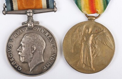 WW1 Great War Medal Pair, Wounded in Action, Somme 1916, East Kent Regiment, 'Buffs'. - 2