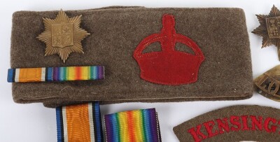 WW1 British, 13th County of London Regiment (Kensington's) Medal Pair and Insignia. - 4