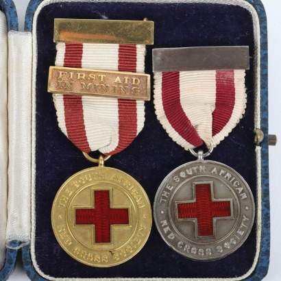 South Africa, an Impressive and Scarce Pair of Red Cross Proficiency Medals in Gold and Silver to a Single Individual.