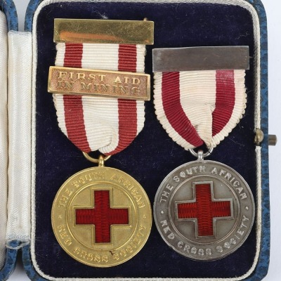 South Africa, an Impressive and Scarce Pair of Red Cross Proficiency Medals in Gold and Silver to a Single Individual.