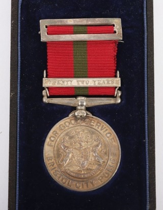Scarce Cased Silver Bristol Police Good Service Medal