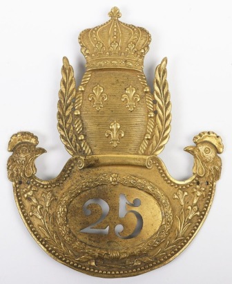 French 25th Legion de Garde Nationale 1814 Restoration Period Shako Plate