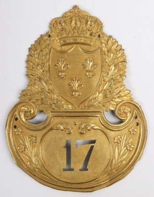French Model 1821 17th Regiment of Infantry Shako Plate
