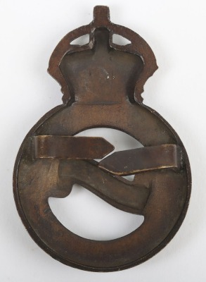 Army Motor Reserve Officers Cap Badge, fine bronze OSD example of the crowned circlet with &lsquo;ARMY MOTOR RESERVE&rsquo; within and central scroll having motto &lsquo;SUBITO&rsquo;. Two blade fittings to the reverse. - 2