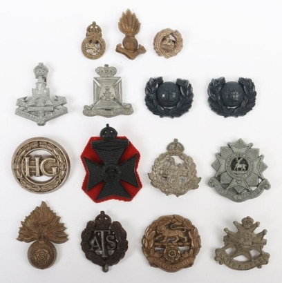 Grouping of WW2 War Economy Plastic Cap and Collar Badges