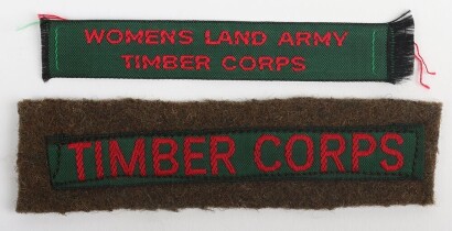 2x WW2 Women's Land Army Timber Corps Shoulder Titles