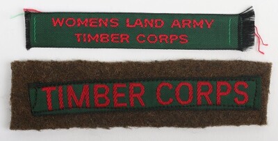 2x WW2 Women's Land Army Timber Corps Shoulder Titles