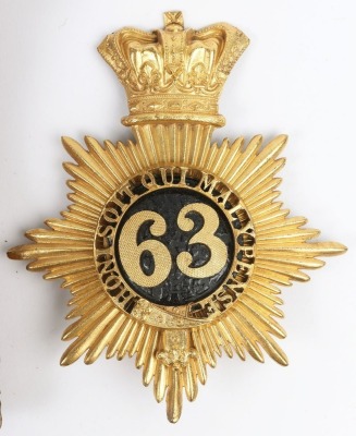 Victorian Officers French Shako Plate 1855-61 and Coloured Portrait Image of Richard William Barnardiston Crowther 63rd (West Suffolk) Regiment of Foot - 2