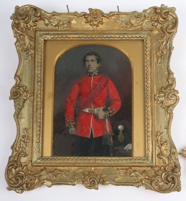 Victorian Officers French Shako Plate 1855-61 and Coloured Portrait Image of Richard William Barnardiston Crowther 63rd (West Suffolk) Regiment of Foot - 3