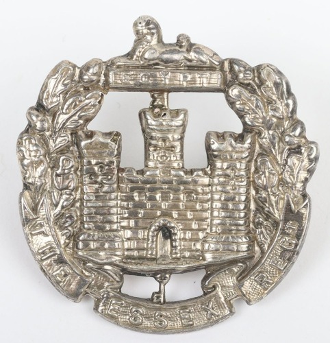Hallmarked Silver Essex Regiment Officers Cap Badge