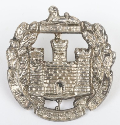 Hallmarked Silver Essex Regiment Officers Cap Badge