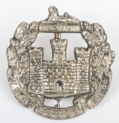 Hallmarked Silver Essex Regiment Officers Cap Badge