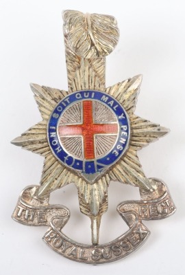 Hallmarked Silver Royal Sussex Regiment Officers Cap Badge