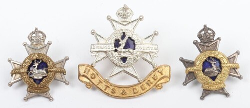 Notts & Derby Regiment The Sherwood Foresters Officers Cap and Collar Badge Set