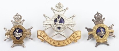 Notts & Derby Regiment The Sherwood Foresters Officers Cap and Collar Badge Set