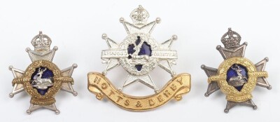 Notts & Derby Regiment The Sherwood Foresters Officers Cap and Collar Badge Set